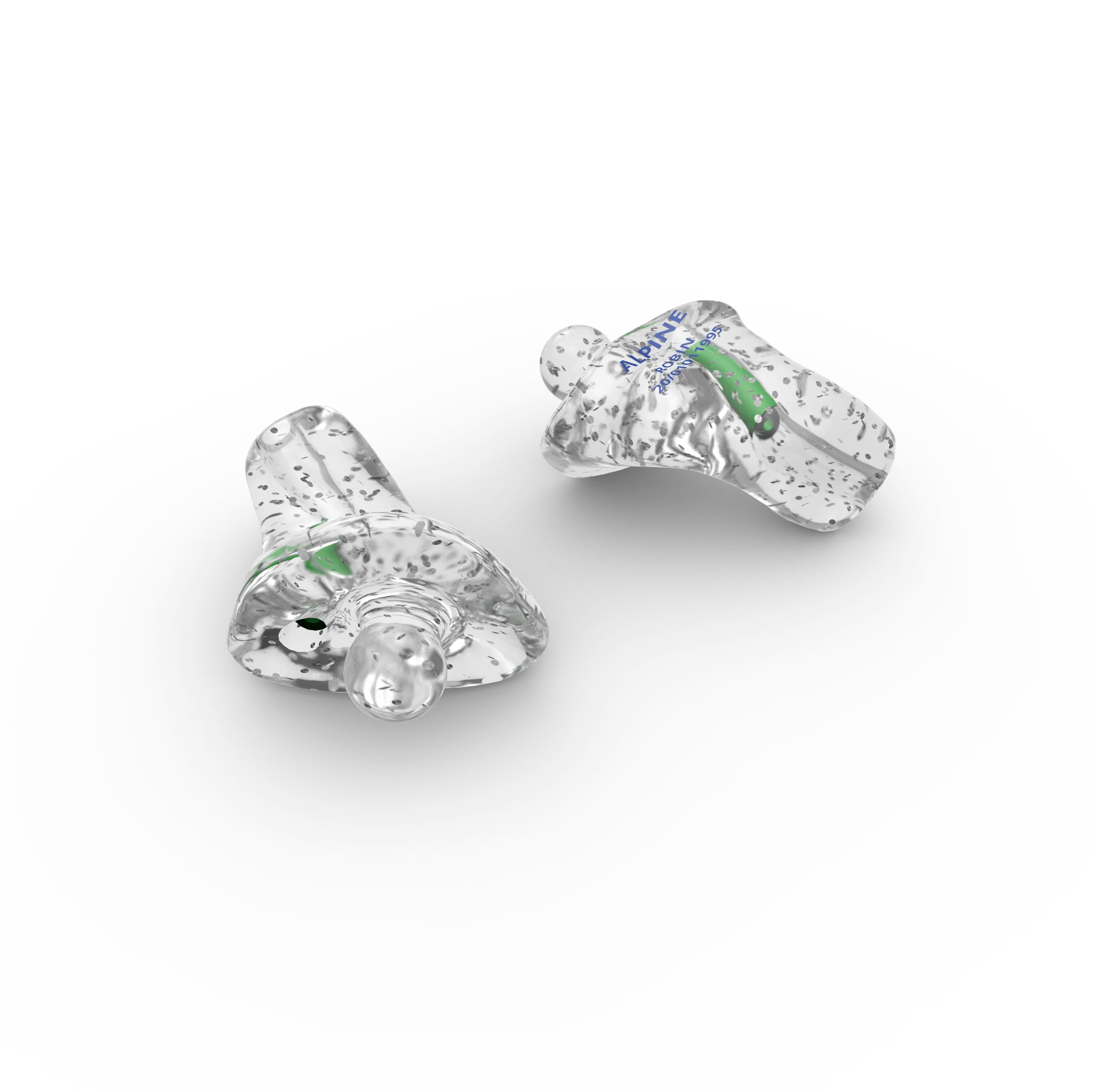 Zilver pailleté pour bouchons d'oreille sur mesure